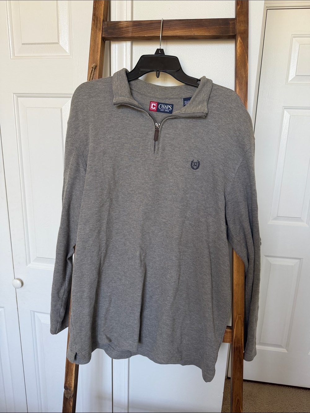 Chaps Light Gray Half-Zip Pullover
